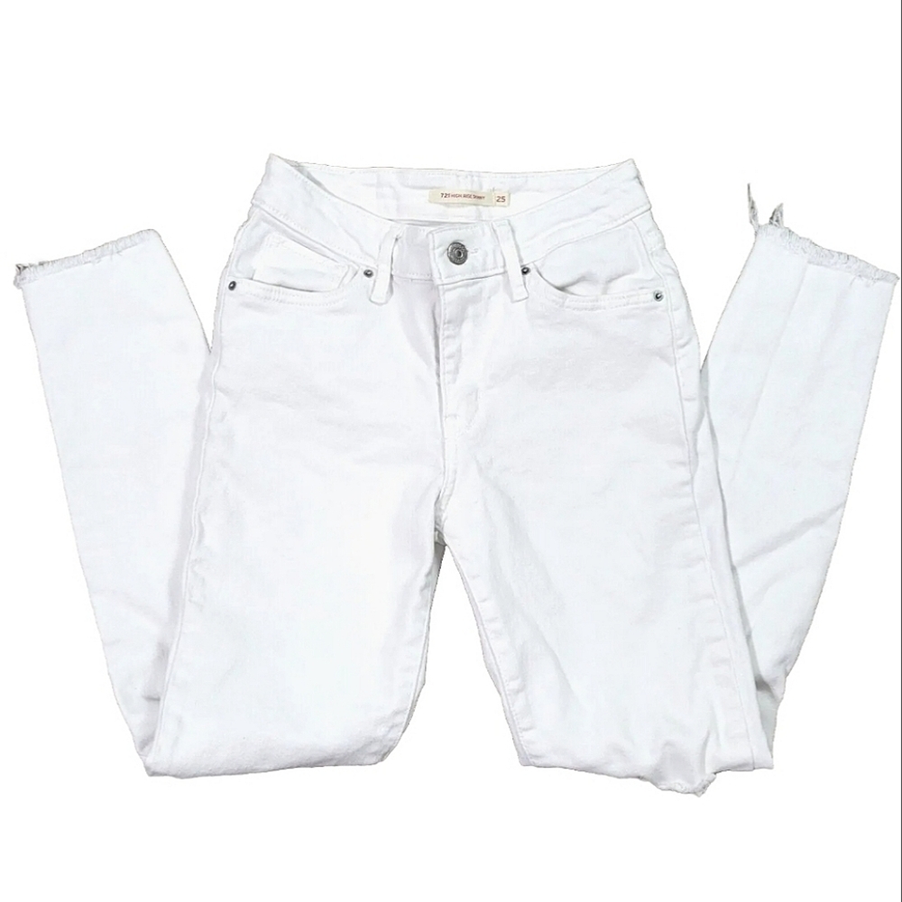 Levi's 721 High Rise White Skinny Jeans Size 25